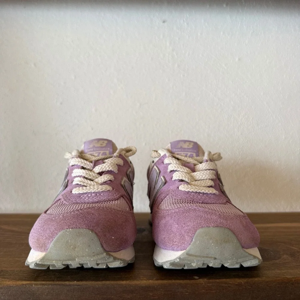 New Balance 574 Kids Lilac Glow Suede Sneakers PC574ESL Size 13